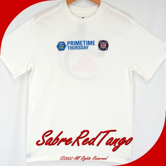 NWOT Adidas Brazuca ESPN Primetime Thursday Chicago Fire T-Shirt White Small - Picture 1 of 3